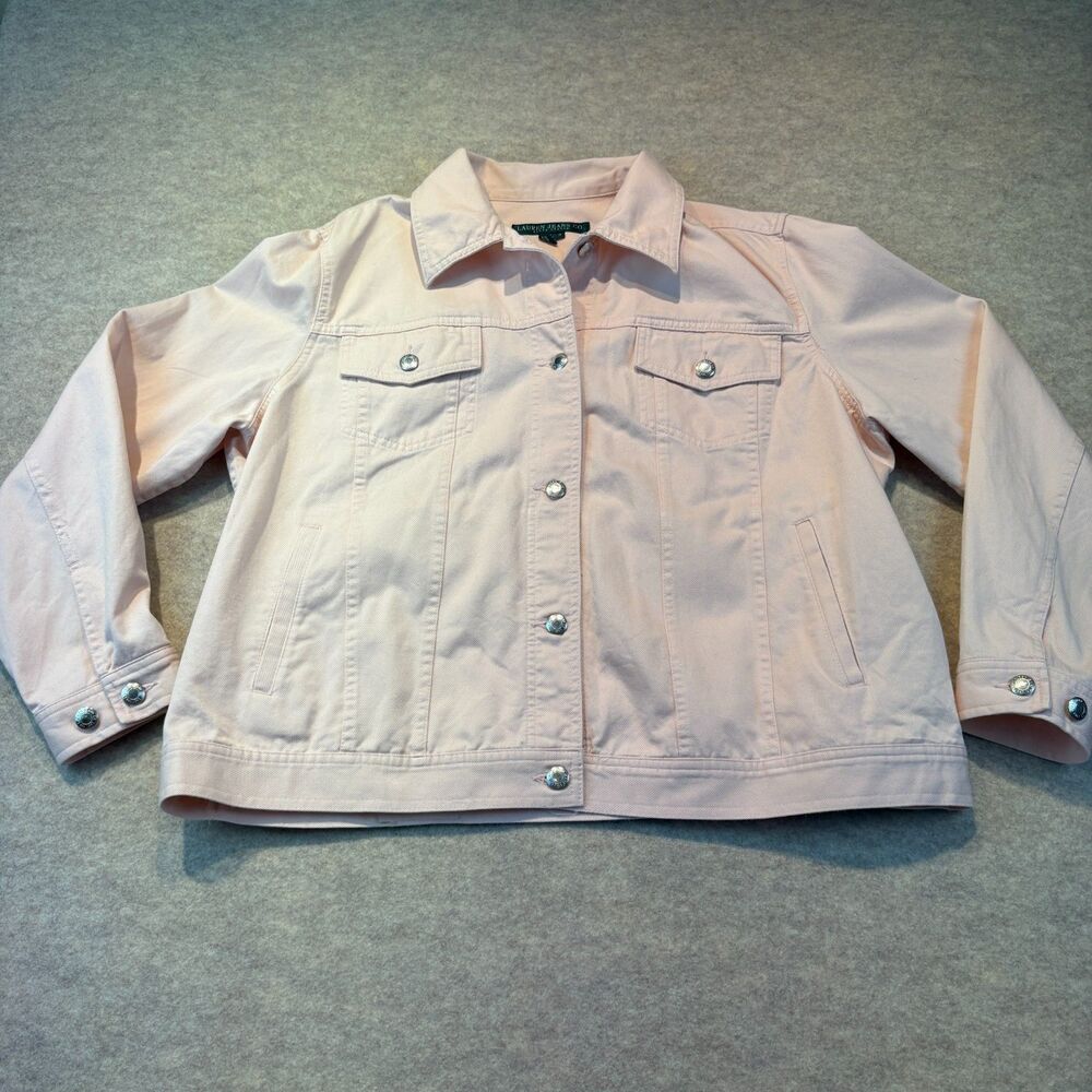 Lauren Jeans Co Ralph Lauren Denim Jacket 1X Light Pink Trucker Style